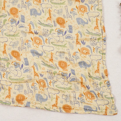 Fabric with colorful animal pattern on a white background