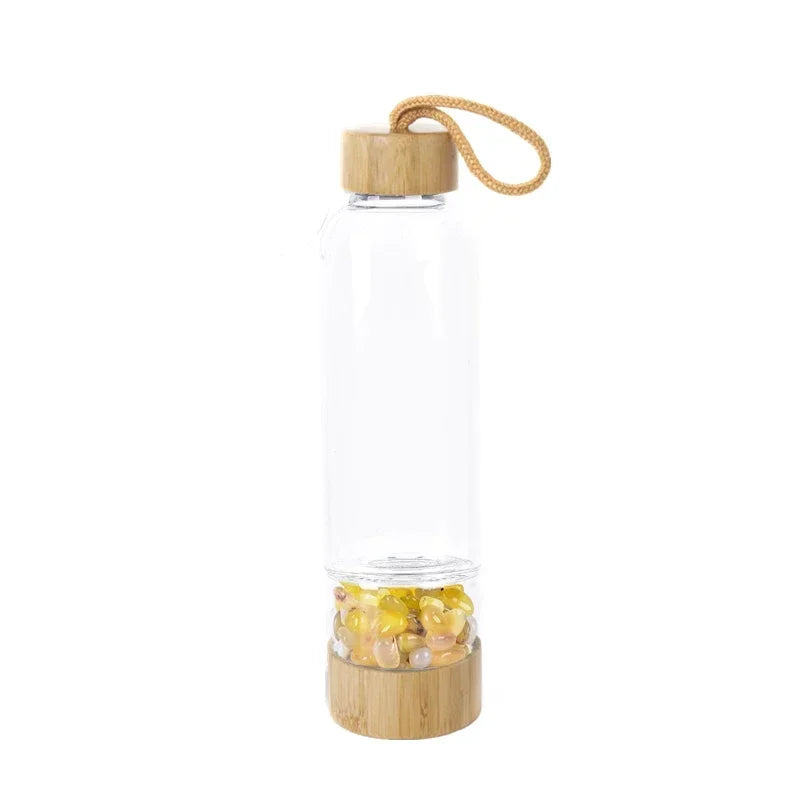 Natural Crystal Infused Bamboo Glass Water Bottle