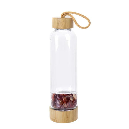 Natural Crystal Infused Bamboo Glass Water Bottle