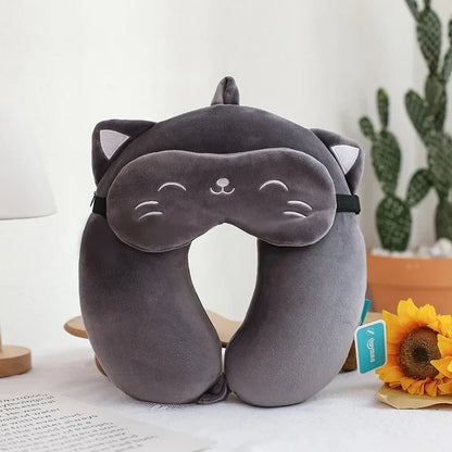 Cat Travel Neck Pillow and Sleep Mask - Travel Pillow from Dear Cece - Just £17.99! Shop now at Dear Cece