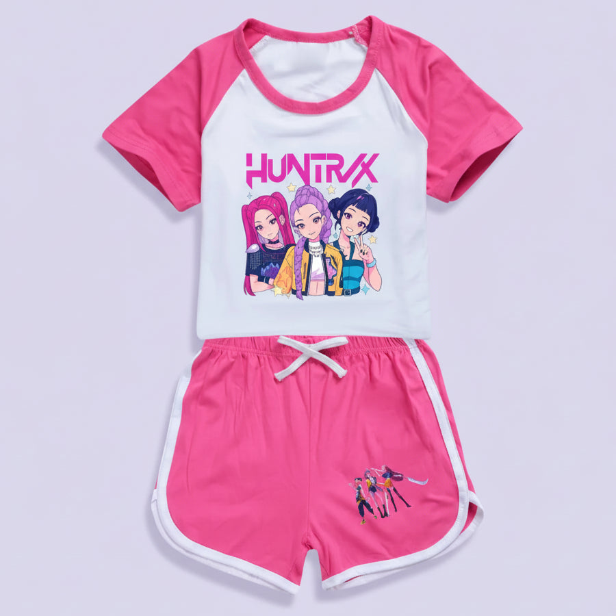 KPop Demon Hunters T-shirt + Sport Shorts 2pcs Set