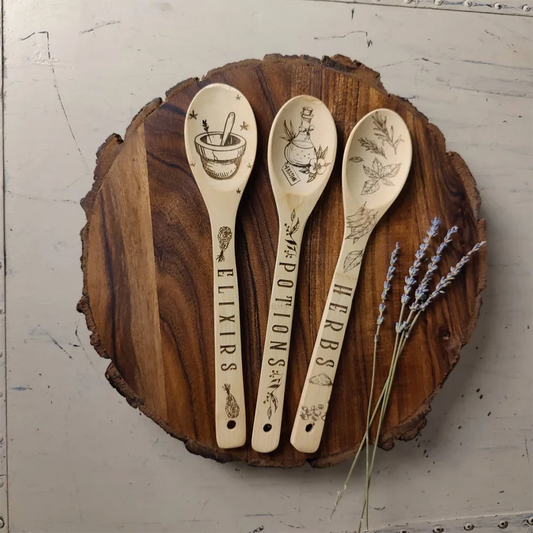 Halloween Kitchen Witch Wooden Spoon Set