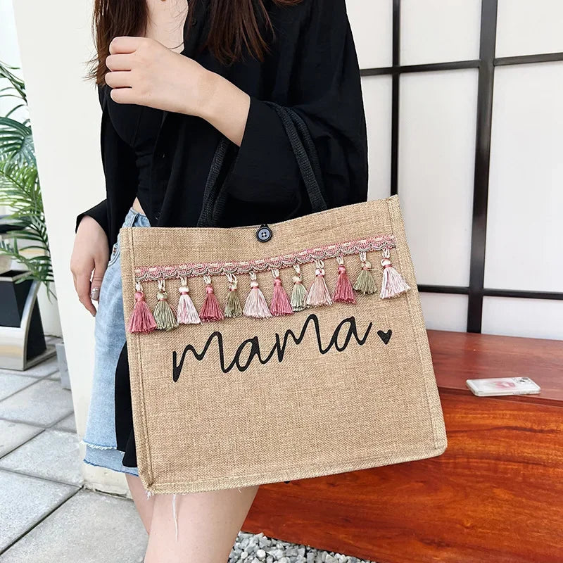 Mama Natural Jute Tote Bag