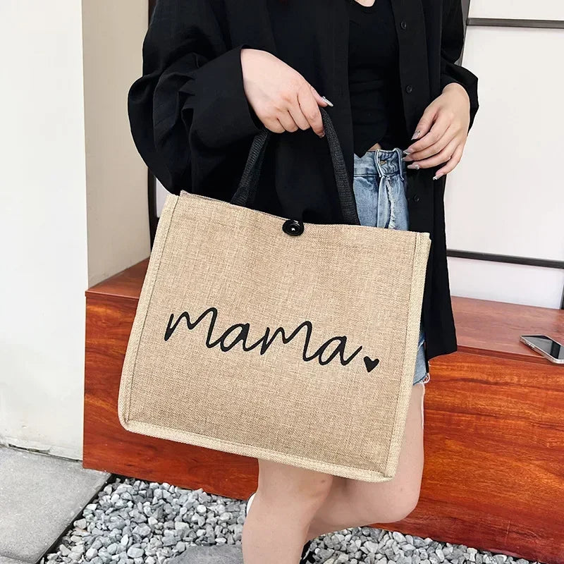 Mama Natural Jute Tote Bag