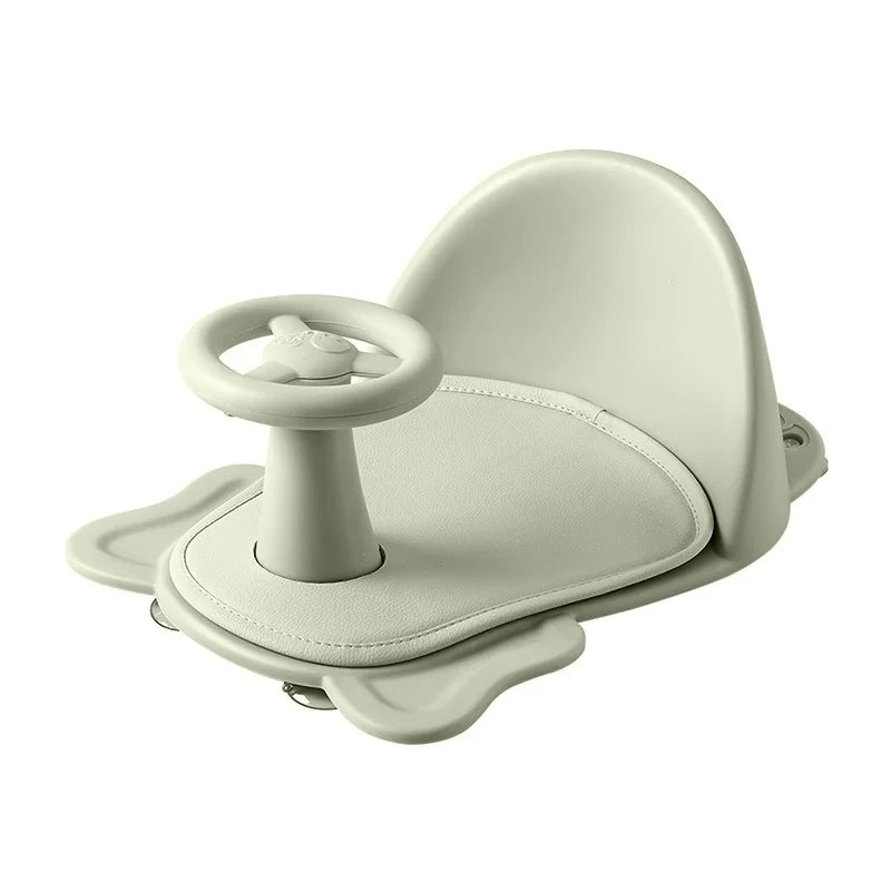 Green Anti Slip Baby Bath Seat with Toy Wheel