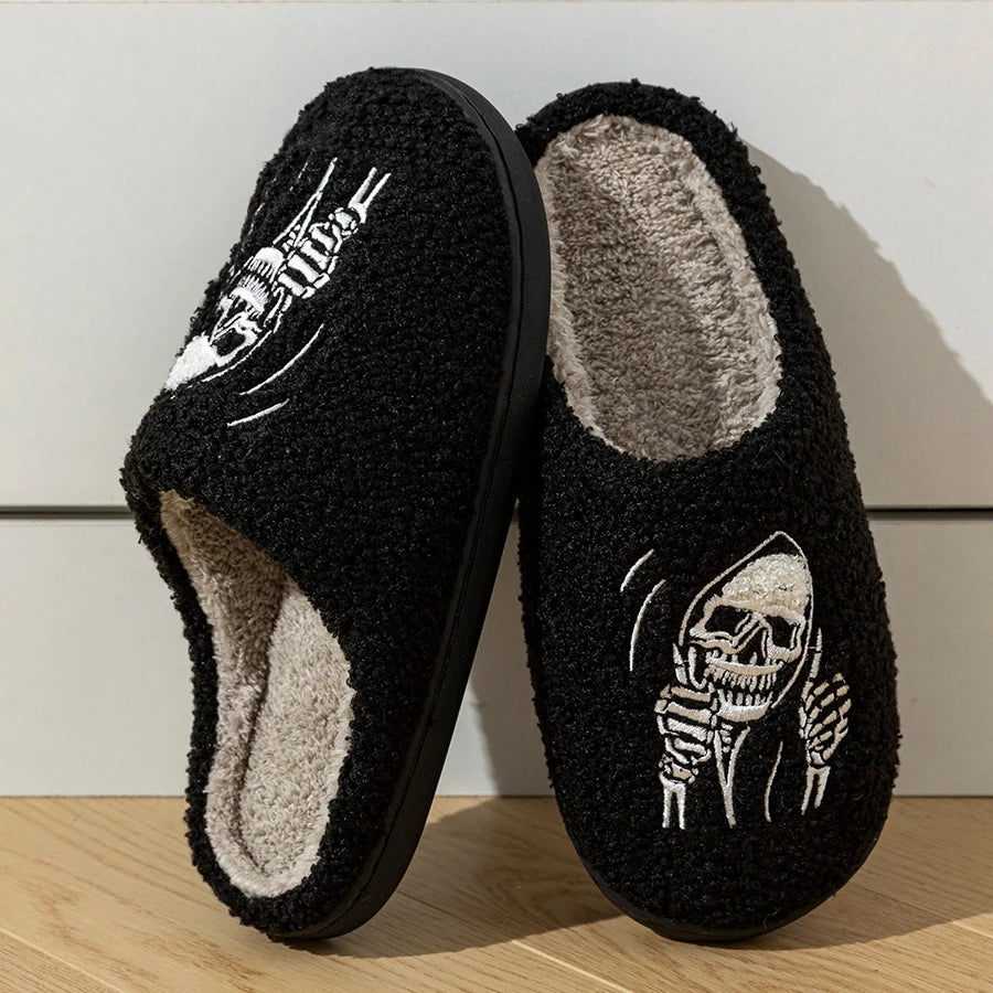 propped up Halloween Grim Reaper Skull Face Slippers