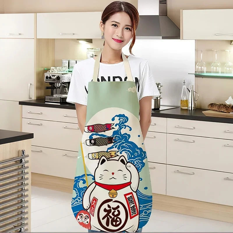 Japanese Lucky Cat Sushi Apron - Apron from Dear Cece - Just £16.99! Shop now at Dear Cece