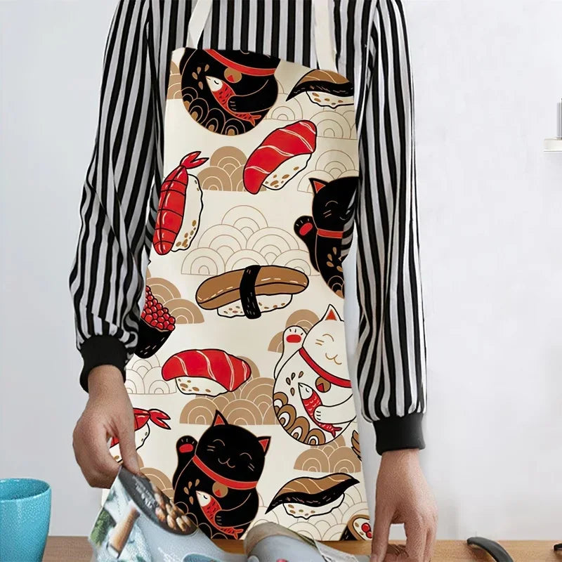 Japanese Lucky Cat Sushi Apron - Apron from Dear Cece - Just £16.99! Shop now at Dear Cece