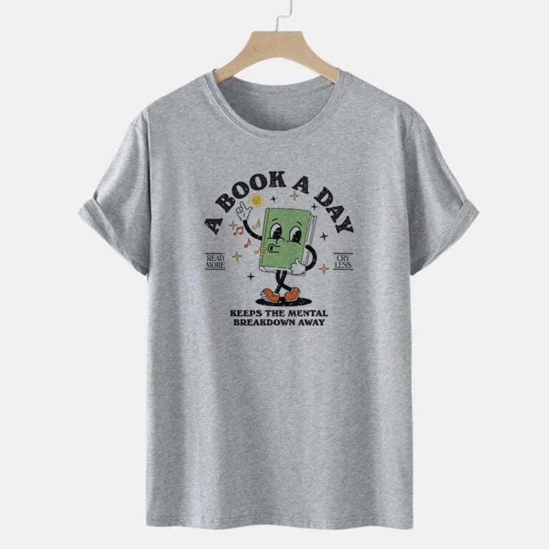 Grey a book a day t shirt for book lovers