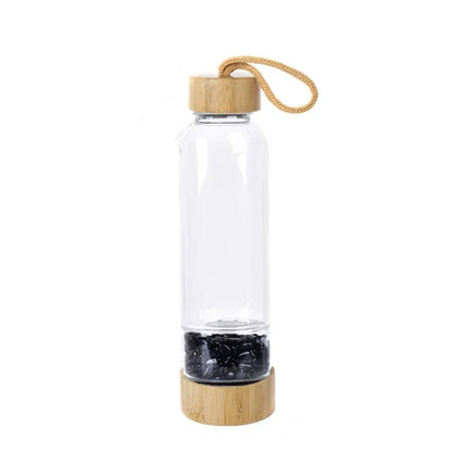 Natural Crystal Infused Bamboo Glass Water Bottle