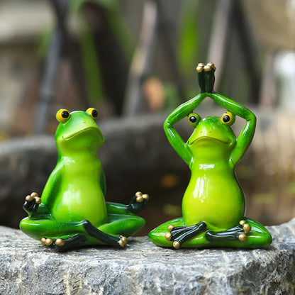 2 Meditating Yoga Frog Decorations