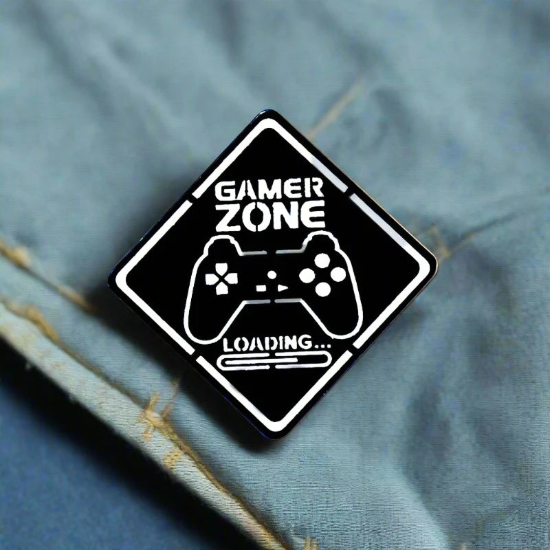 Gamer zone loading enamel pin