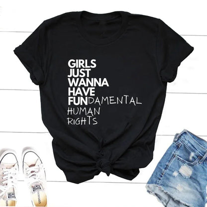 Girls Just Wanna Have Fundamental Human Rights T Shirt - T Shirts from Dear Cece - Just £16.99! Shop now at Dear Cece