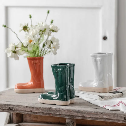 Ceramic Wellington Boot Flower Vase - Vase from Dear Cece - Just £34.99! Shop now at Dear Cece