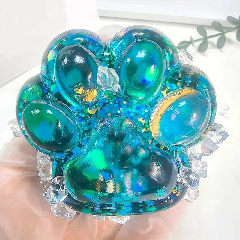 Blue Taba Squishy Cat Paw Kawaii Sticky Sensory Fidget Toy