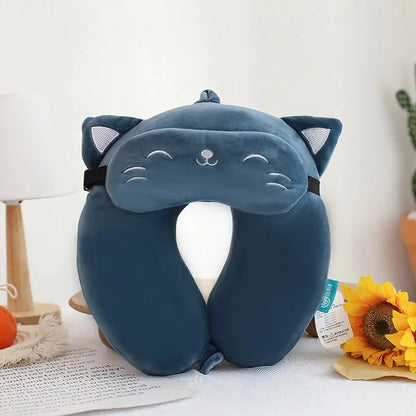 Cat Travel Neck Pillow and Sleep Mask - Travel Pillow from Dear Cece - Just £17.99! Shop now at Dear Cece