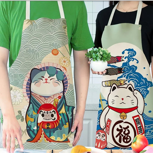 Japanese Lucky Cat Sushi Apron - Apron from Dear Cece - Just £16.99! Shop now at Dear Cece