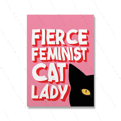 Fierce Feminist Cat Lady Pink Wall Art - Wall Art from Dear Cece - Just £16.99! Shop now at Dear Cece