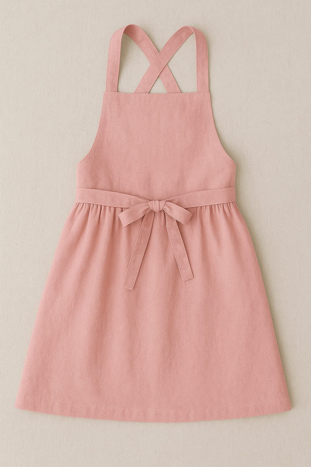 Pink apron with a bow on a beige background