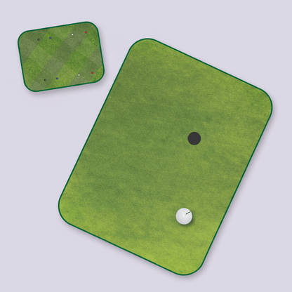 Green textured fingagolf mat with a black dot on a white background