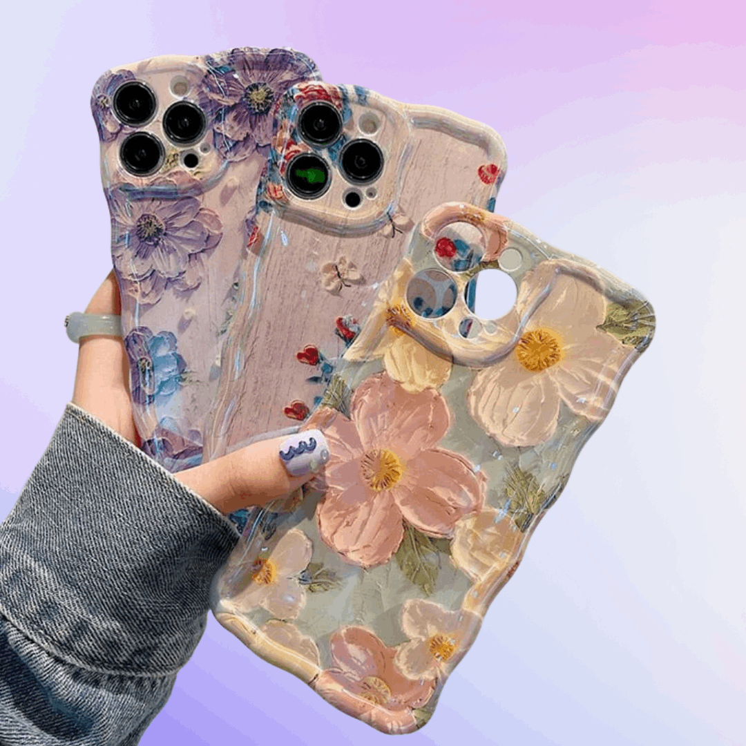 3D Flower Oil Painting Soft Silicone iPhone Case