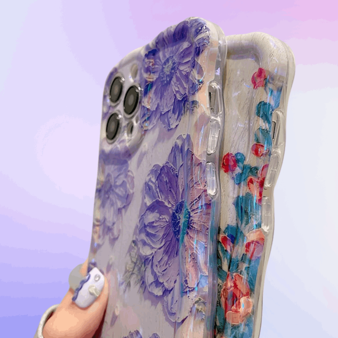 3D Flower Oil Painting Soft Silicone iPhone Case