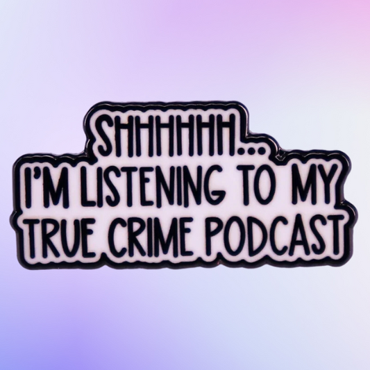 I'm Listening To My True Crime Podcast Enamel Pin - Brooches from Dear Cece - Just £8.99! Shop now at Dear Cece