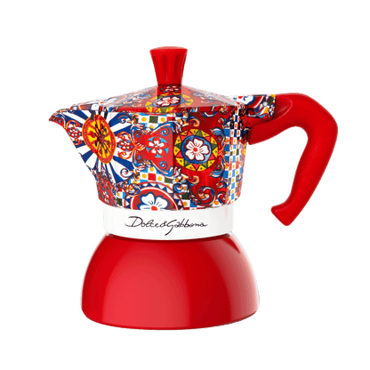 Colorful teapot with a patterned lid on a white background