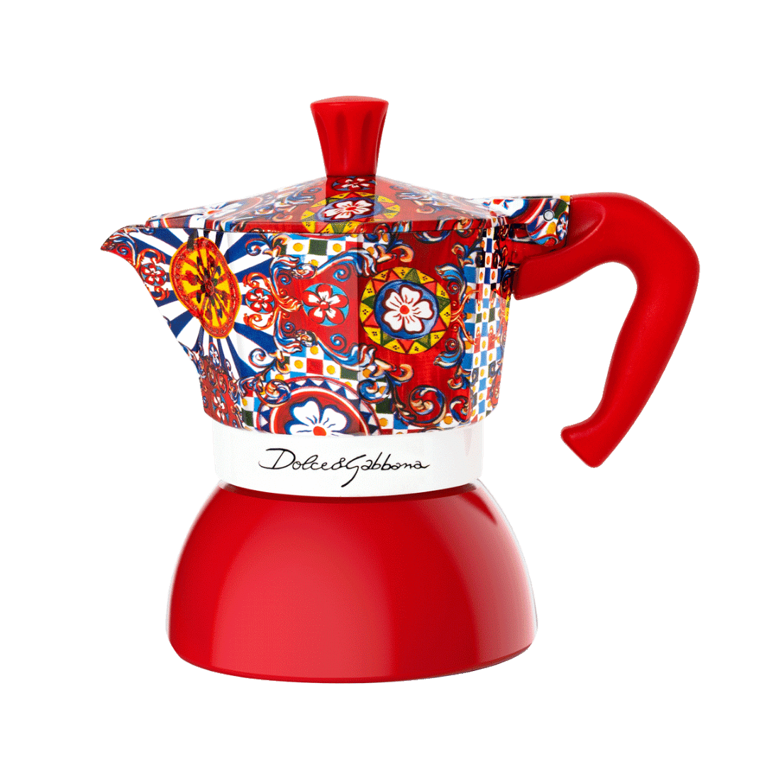 Colorful teapot with a patterned lid on a white background
