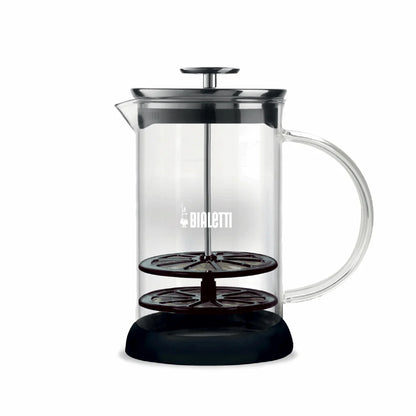 Bialetti glass coffee press on a white background