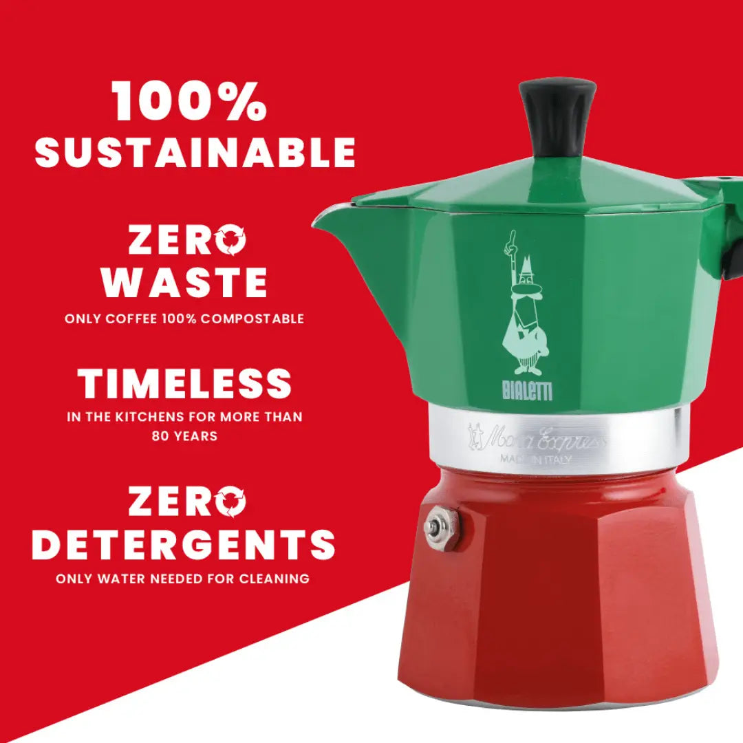 Bialetti Moka Express Tricolore Italia | Italian Stovetop Espresso Coffee Maker