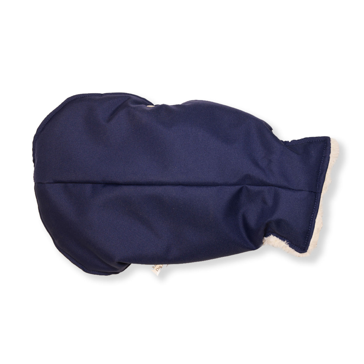 Navy blue dog coat on a white background