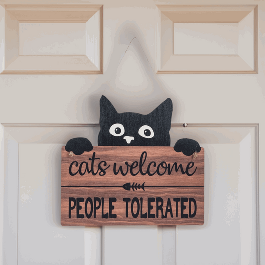 Cats Welcome People Tolerated Hanging Wall Art - Wall Art from Dear Cece - Just £12.99! Shop now at Dear Cece