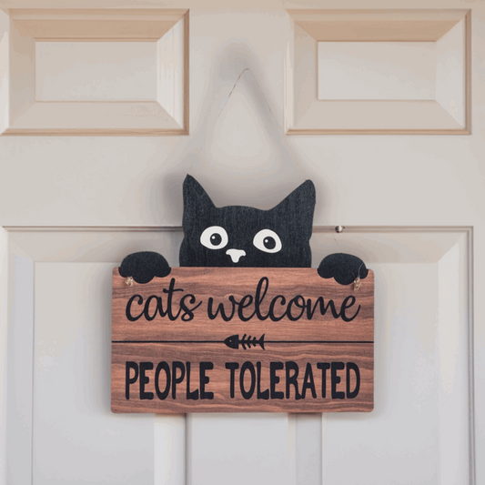 Cats Welcome People Tolerated Hanging Wall Art - Wall Art from Dear Cece - Just £12.99! Shop now at Dear Cece