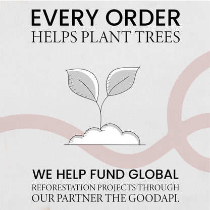 Advertisement with a plant illustration and text about funding global reforestation projects.