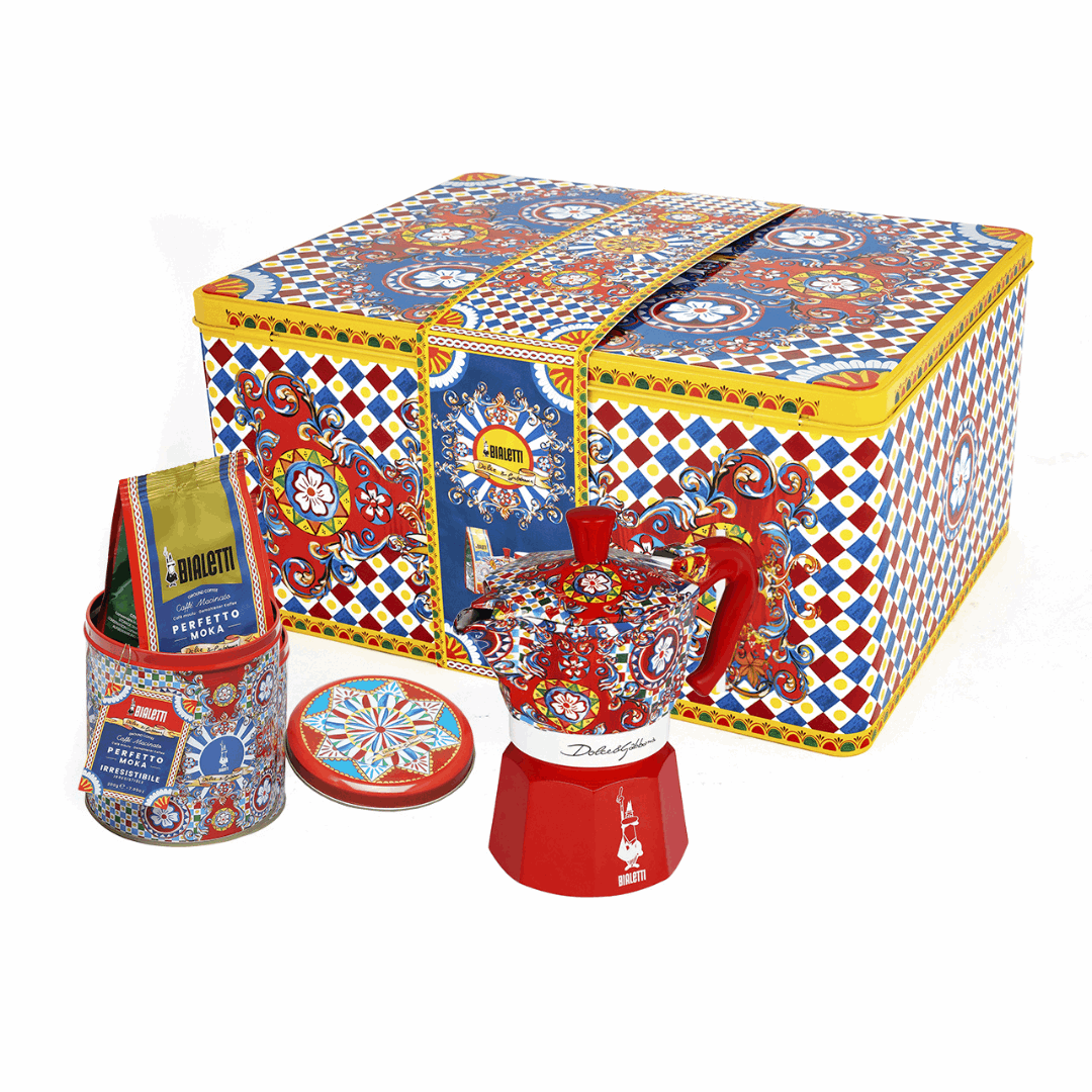 Bialetti X Dolce & Gabbana Sicilian Cart Gift Set (Moka 3 Cup and Coffee)