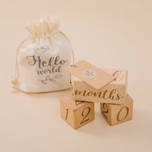 Baby Milestone Wooden Blocks - Gift Sets from Dear Cece - Just £24.99! Shop now at Dear Cece