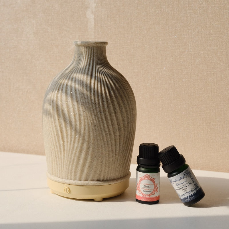 Ceramic Essential Oil Mist Diffuser front side turned on with oils