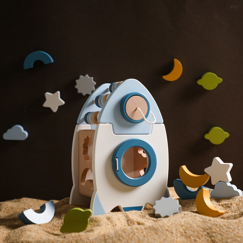 Montessori Wooden Rocket Shape Sorter - Toys from Dear Cece - Just £29.99! Shop now at Dear Cece