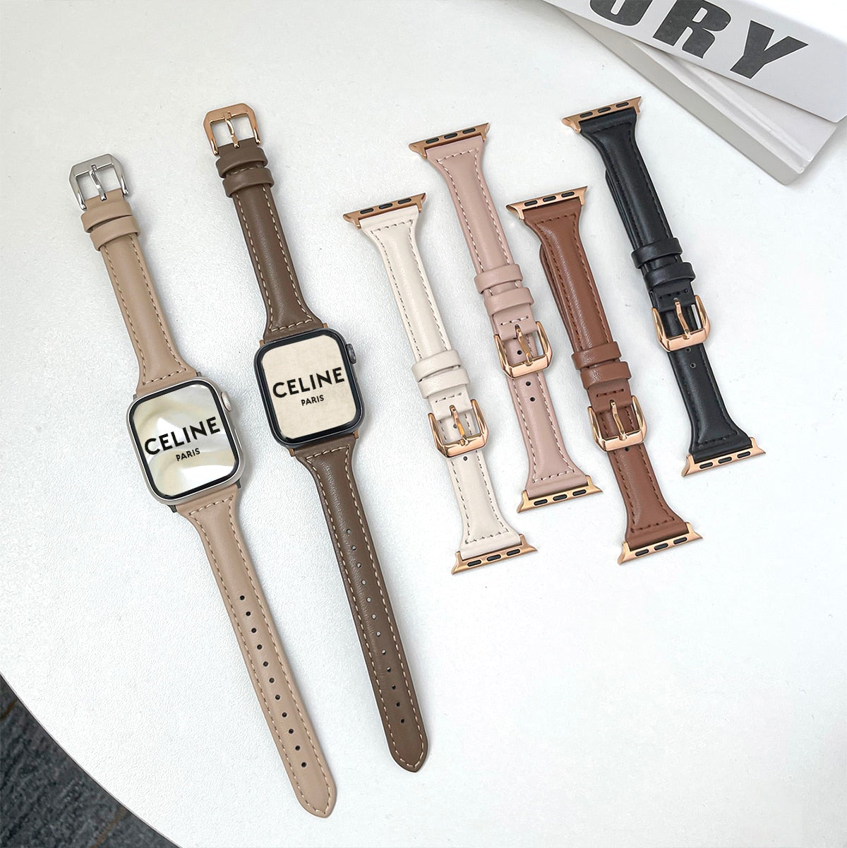 PU Leather Slim Strap For Apple Watch