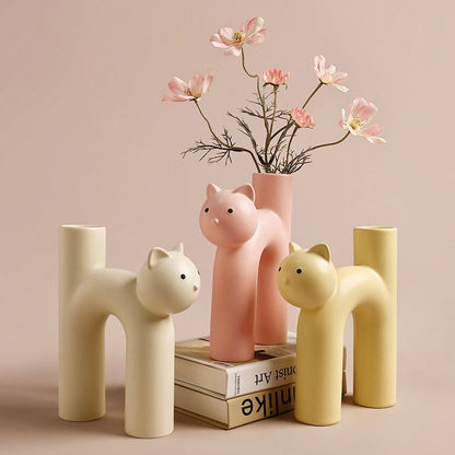 Ceramic Cat Flower Pot Vase - Vase from Dear Cece - Just £29.99! Shop now at Dear Cece