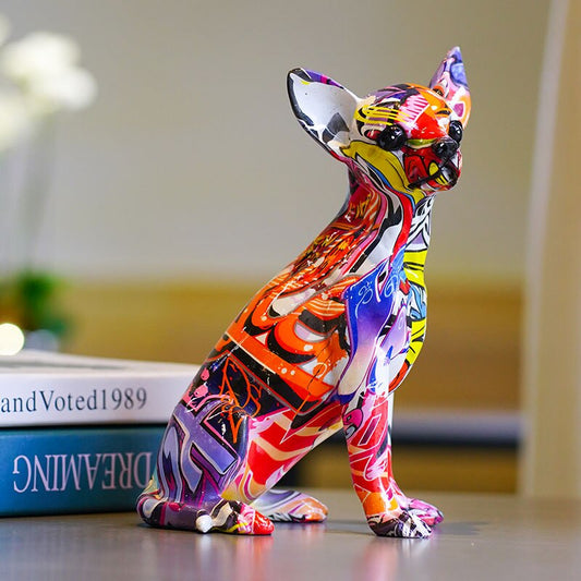 Resin Graffiti Chihuahua Dog Figurine